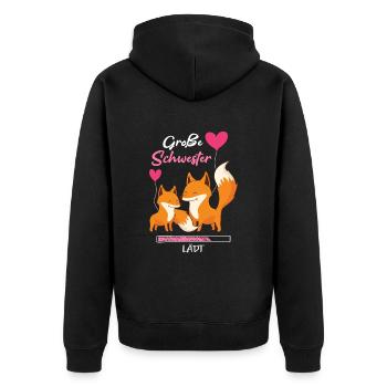 Große Schwester Lädt Fuchs Geschwister - Unisex Premium Bio Zip Hoodie - Schwarz - Hinten - Nico (187cm)