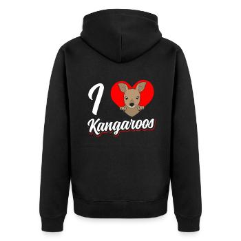 I love kangaroos lover animal kangaroo - Unisex Premium Organic Zip Hoodie - black - Back - Nico (187cm)