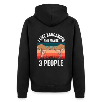 I like kangaroos and maybe 3 people animal - Unisex Premium Organic Zip Hoodie - black - Back - Nico (187cm)