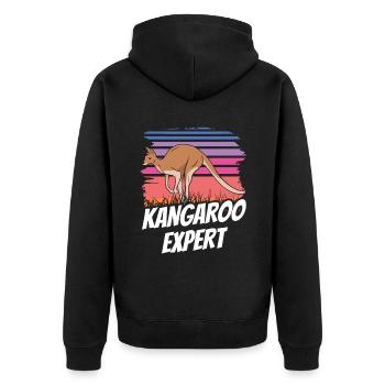 Kangaroo Expert Kangaroos Animal Lovers - Unisex Premium Organic Zip Hoodie - black - Back - Nico (187cm)