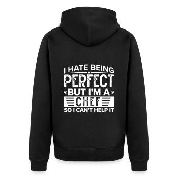 Chef Quote Gift Funny Chef - Unisex Premium Organic Zip Hoodie - black - Back - Nico (187cm)