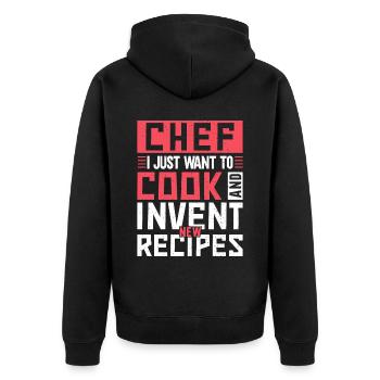 Küchenchef Spruch Geschenk Lustig Koch - Unisex Premium Bio Zip Hoodie - Schwarz - Hinten - Nico (187cm)