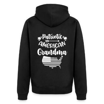 Patriotic American Grandmother US Patriot - Unisex Premium Organic Zip Hoodie - black - Back - Nico (187cm)