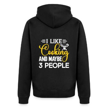 Küchenchef Spruch Geschenk Lustig Koch - Unisex Premium Bio Zip Hoodie - Schwarz - Hinten - Nico (187cm)
