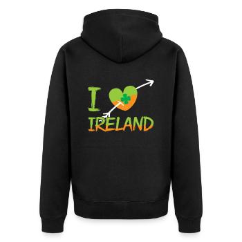 J’adore l’Irlande Saint-Patrick Irlandais irlandais - Veste à capuche bio Premium Unisexe - noir - Dos - Nico (187cm)