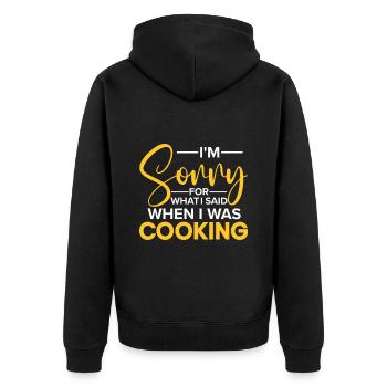 Küchenchef Spruch Geschenk Lustig Koch - Unisex Premium Bio Zip Hoodie - Schwarz - Hinten - Nico (187cm)
