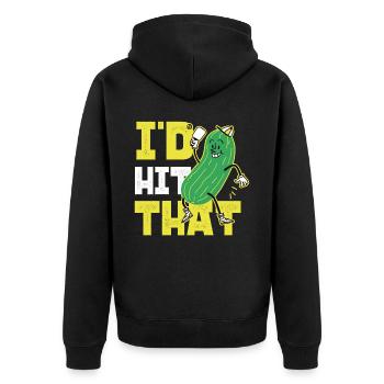 Pickleball Pickle I'd Hit That - Unisex Premium Organic Zip Hoodie - black - Back - Nico (187cm)