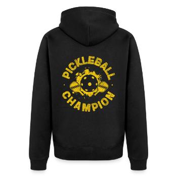 Pickleball Pickleball Champion - Unisex Premium Bio Zip Hoodie - Schwarz - Hinten - Nico (187cm)