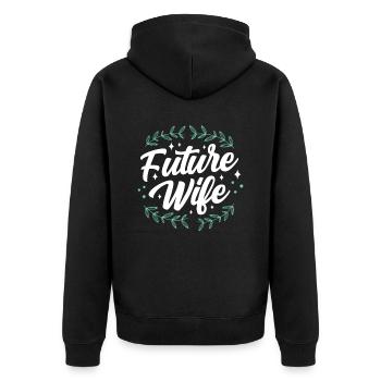Zukünftige Ehefrau Bräute Hochzeit Braut Party - Unisex Premium Bio Zip Hoodie - Schwarz - Hinten - Nico (187cm)