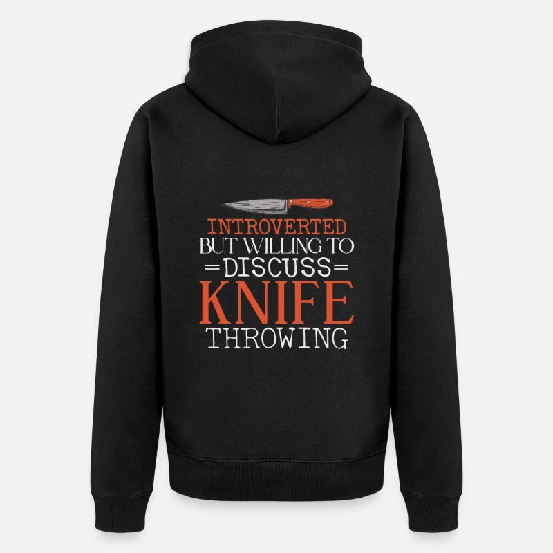 Messerwurfscheibe Geschenk Messerwerfer - Unisex Premium Bio Zip Hoodie - Schwarz
