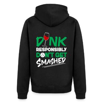 Pickleball Pun Wine Dink - Unisex Premium Organic Zip Hoodie - black - Back - Nico (187cm)