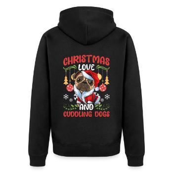 Dog Pug Animal Love Noël, l’amour et les chiens - Veste à capuche bio Premium Unisexe - noir - Dos - Nico (187cm)