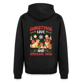 Dog Pug Animal Love Noël, l’amour et les chiens - Veste à capuche bio Premium Unisexe - noir - Dos - Nico (187cm)