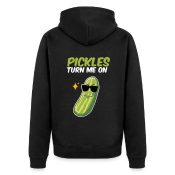 Pickles Turn Me On - Unisex Premium Bio Zip Hoodie - Schwarz - Hinten - Nico (187cm)