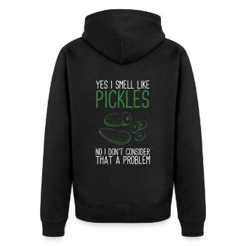 Yes I smell like pickles no i don't consider that - Unisex Premium Organic Zip Hoodie - black - Back - Nico (187cm)