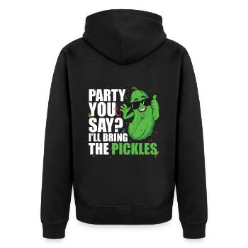 Party You Say Ill Bring The Pickles - Unisex Premium Bio Zip Hoodie - Schwarz - Hinten - Nico (187cm)