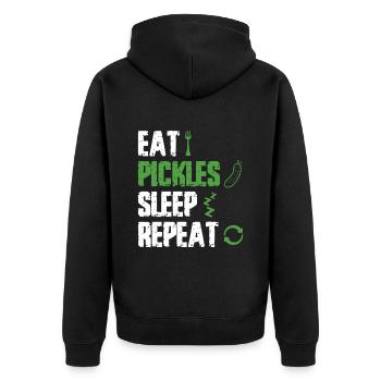 Eat Pickles Sleep Repeat - Unisex Premium Bio Zip Hoodie - Schwarz - Hinten - Nico (187cm)