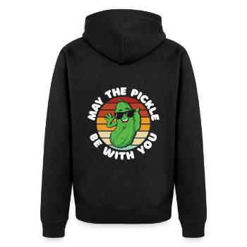 May The Pickle Be With You - Unisex Premium Bio Zip Hoodie - Schwarz - Hinten - Nico (187cm)
