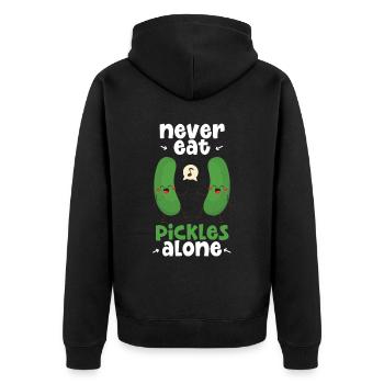 Never Eat Pickles Alone - Unisex Premium Organic Zip Hoodie - black - Back - Nico (187cm)