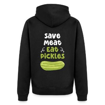 Save Meat Eat Pickles - Unisex Premium Bio Zip Hoodie - Schwarz - Hinten - Nico (187cm)