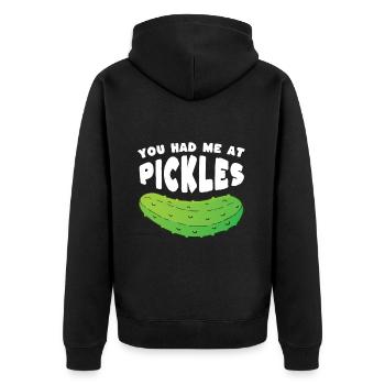 Tu m’as eu à Pickles - Veste à capuche bio Premium Unisexe - noir - Dos - Nico (187cm)