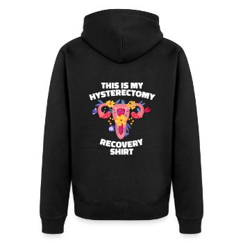 Hysterektomie Hysterektomie - Unisex Premium Bio Zip Hoodie - Schwarz - Hinten - Nico (187cm)