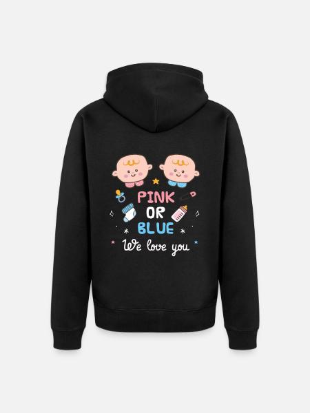 Rose ou bleu nous t’aimons - Veste à capuche bio Premium Unisexe - noir