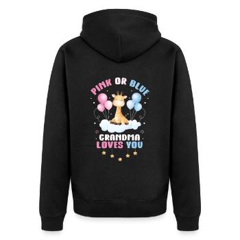 Pink Or Blue Grandma Loves You - Unisex Premium Organic Zip Hoodie - black - Back - Nico (187cm)