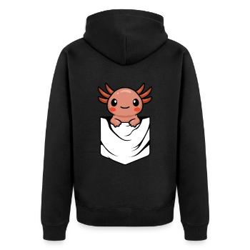 Anime Axlotl - Unisex Premium Bio Zip Hoodie - Schwarz - Hinten - Nico (187cm)