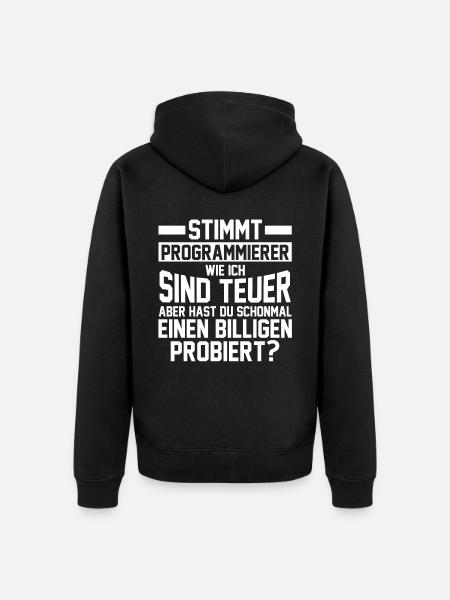 Programmieren Entwickler Coder Programmierer - Unisex Premium Bio Zip Hoodie - Schwarz