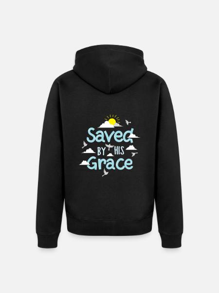 Saved By His Grace - Unisex Premium Organic Zip Hoodie - black