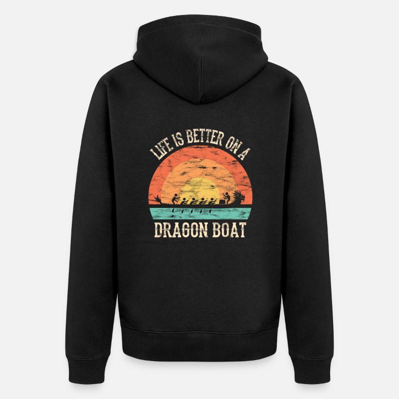 Course de bateaux-dragons chinois - Veste à capuche bio Premium Unisexe - noir