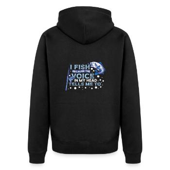 Ich Fische Ruten-fischer-fisch-fischer-lustiges - Unisex Premium Bio Zip Hoodie - Schwarz - Hinten - Nico (187cm)