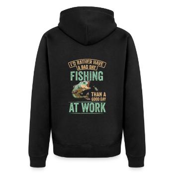 Ich Würde Lieber Angelrute Fisher Fish Fisherman - Unisex Premium Bio Zip Hoodie - Schwarz - Hinten - Nico (187cm)