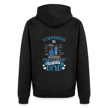 Glück Ist Angelausflug Fisher Fish Fisherman - Unisex Premium Bio Zip Hoodie - Schwarz - Hinten - Nico (187cm)