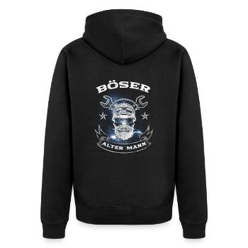 Böser alter Mann - Unisex Premium Bio Zip Hoodie - Schwarz - Hinten - Nico (187cm)