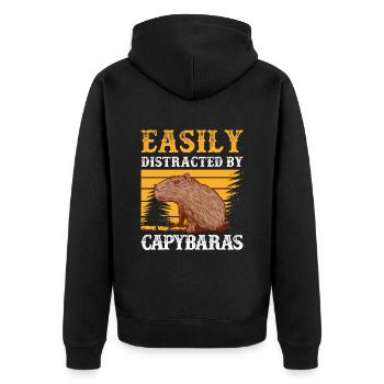 Capybara J’étais distrait capybara - Veste à capuche bio Premium Unisexe - noir - Dos - Nico (187cm)