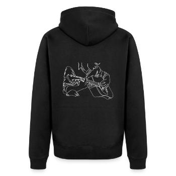 Gitarre Oneline Art - Akustikgitarre Gitarre - Unisex Premium Bio Zip Hoodie - Schwarz - Hinten - Nico (187cm)
