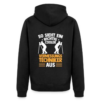Richtig cooler Vermessungstechniker Vermesser - Unisex Premium Bio Zip Hoodie - Schwarz - Hinten - Nico (187cm)