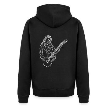 Gitarre Oneline Art - E-Gitarre Gitarre Spieler - Unisex Premium Bio Zip Hoodie - Schwarz - Hinten - Nico (187cm)