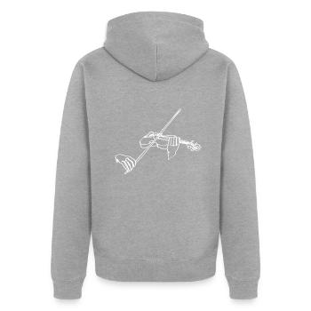 Violine Oneline Art - Geigerin Geigerin - Unisex Premium Bio Zip Hoodie - Grau meliert - Hinten - Nico (187cm)