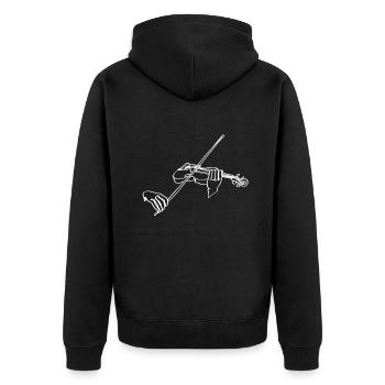 Violine Oneline Art - Geigerin Geigerin - Unisex Premium Bio Zip Hoodie - Schwarz - Hinten - Nico (187cm)