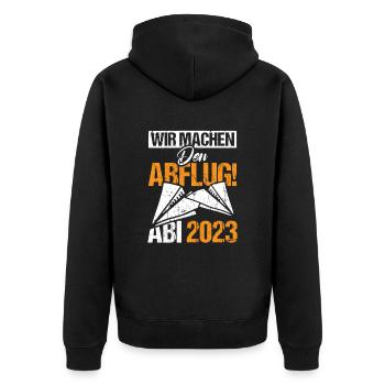 Abi 2023 - Unisex Premium Bio Zip Hoodie - Schwarz - Hinten - Nico (187cm)