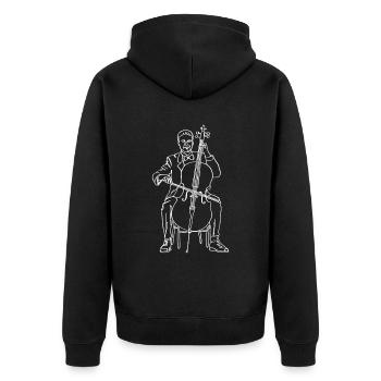 Cello Oneline Art - Cello-Musiker Cello-Spieler - Unisex Premium Bio Zip Hoodie - Schwarz - Hinten - Nico (187cm)