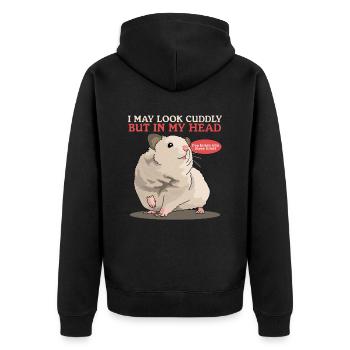 Hamster Goldhamster Zwerghamster Geschenk - Unisex Premium Bio Zip Hoodie - Schwarz - Hinten - Nico (187cm)