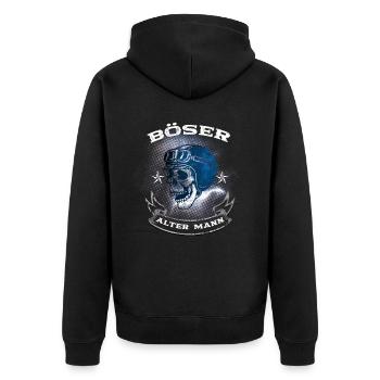 Böser alter Mann - Unisex Premium Bio Zip Hoodie - Schwarz - Hinten - Nico (187cm)