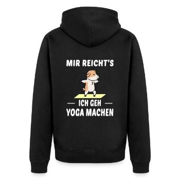 Yoga Ziege Sport Spruch Geschenk - Unisex Premium Bio Zip Hoodie - Schwarz - Hinten - Nico (187cm)