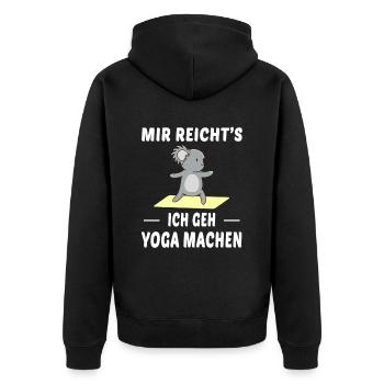Yoga Machen Koala Spruch Witzig - Unisex Premium Bio Zip Hoodie - Schwarz - Hinten - Nico (187cm)