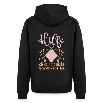 Hilfe Ich Komme Nicht Von Der Nadel Los - Unisex Premium Bio Zip Hoodie - Schwarz - Hinten - Nico (187cm)