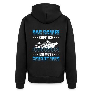 Das Schiff Ruft Ich Ich Muss Sofort Weg - Unisex Premium Bio Zip Hoodie - Schwarz - Hinten - Nico (187cm)